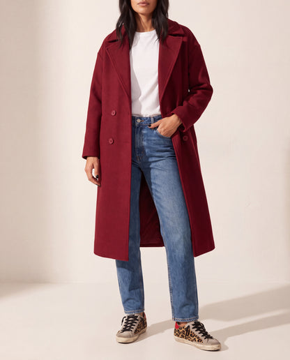 Burgundy Oversize Wide Cut Long Wool Cashmere Coat