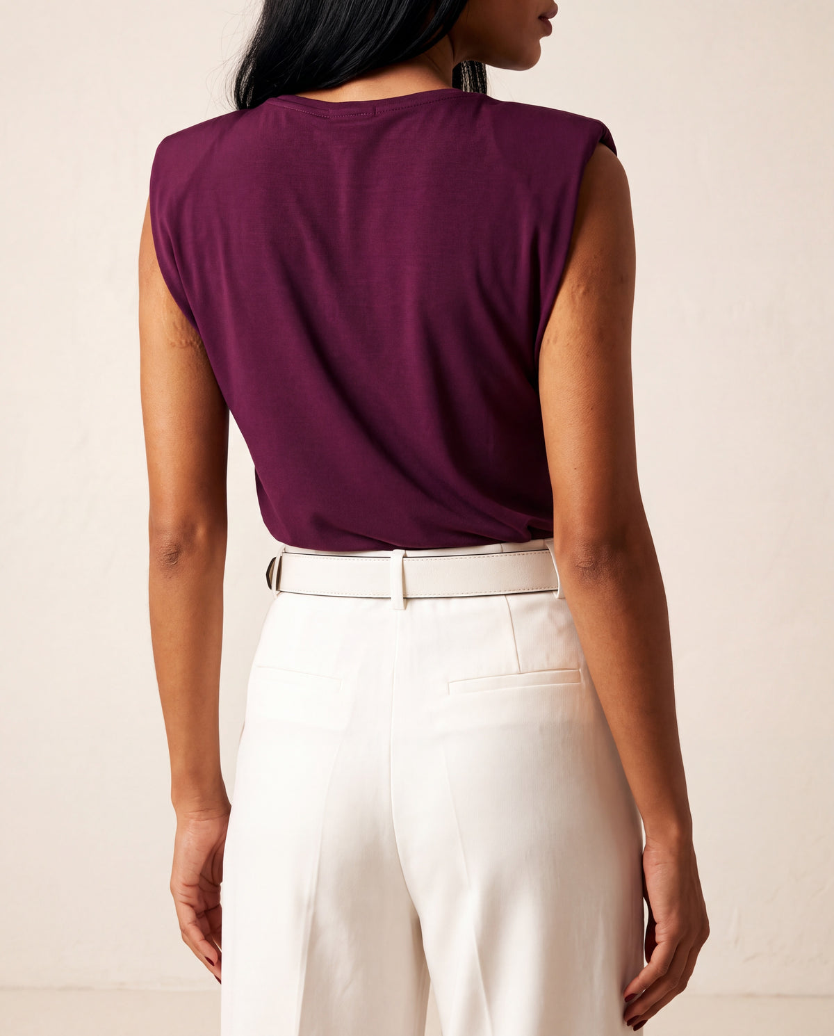 Plum Padded Double Breasted Collar Flexible Snap Fastener Knitted Body