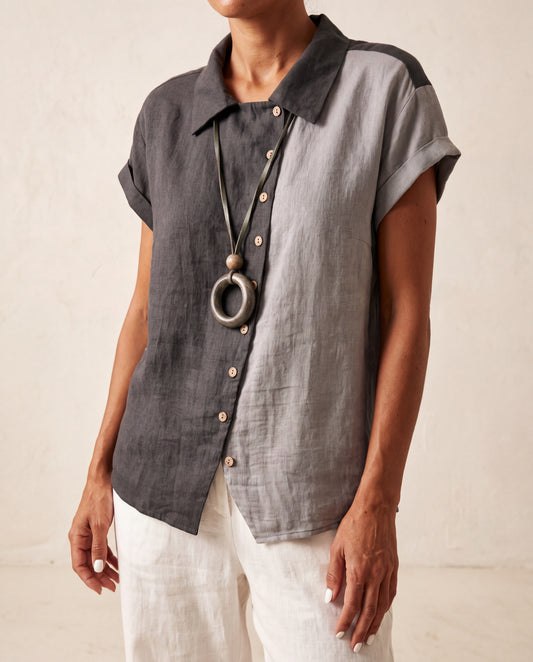 Women'S Casual Vacation Style Contrast Shirt Elegant Top