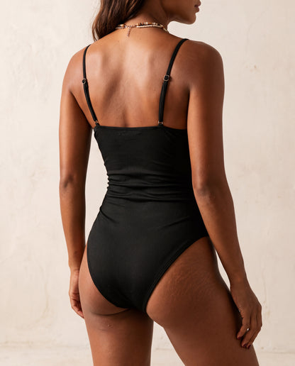 One-Piece Swimsuit Women'S  V-Neck Pleated Backless Easy Swimsuit Female