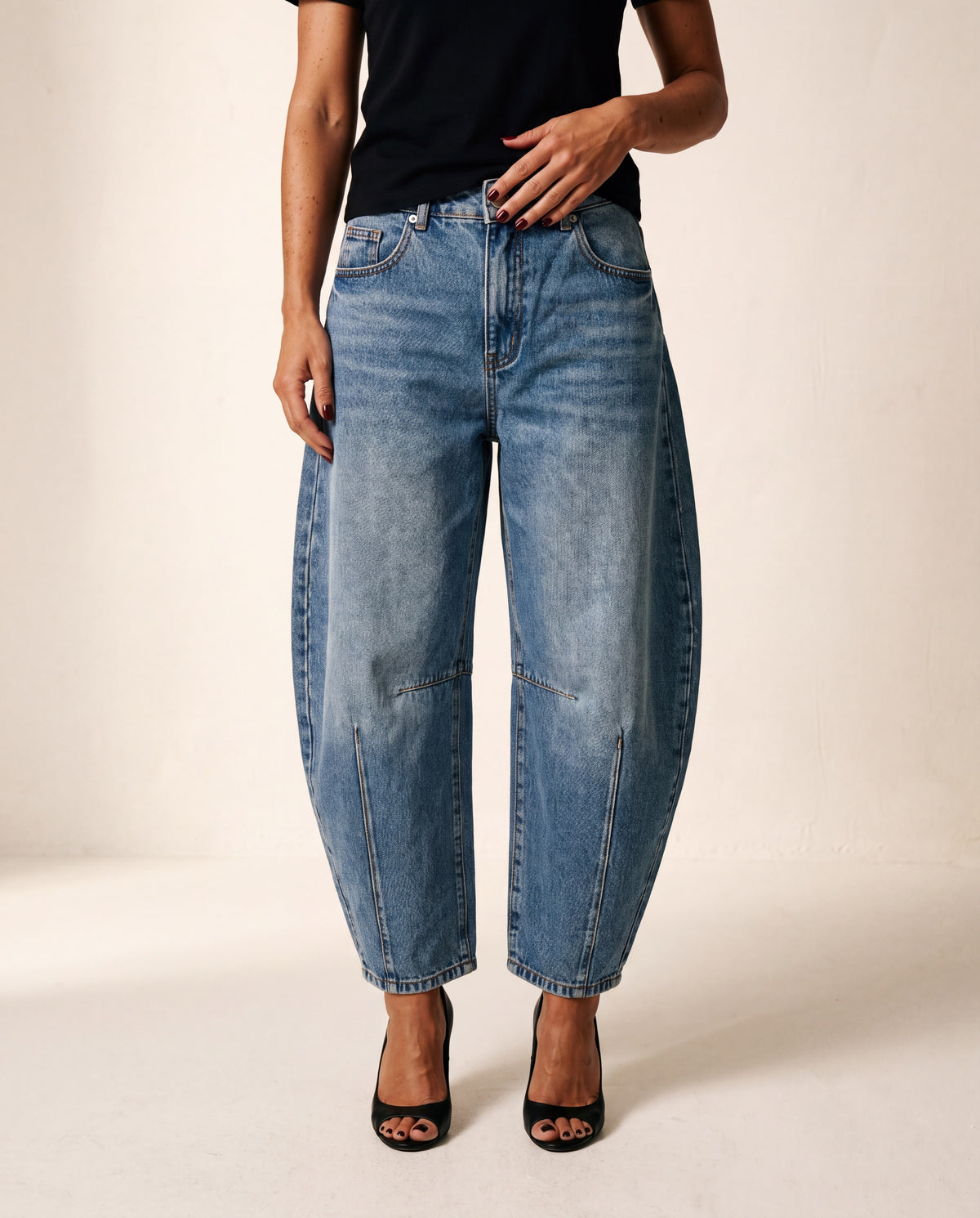 Women's New Style  Mid-Waist Loose-Fit Cropped Jeans, Everyday Casual Fashionable