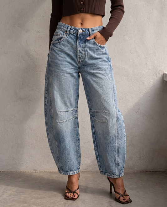 Wide Leg Stretch Contrast Pants Denim Jeans