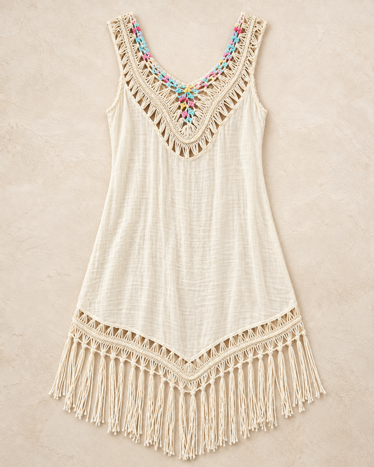 A women's summer dress suitable as a swimsuit cover-up or a beach dress