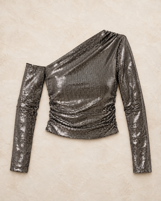 Asymmetric Silver Blouse