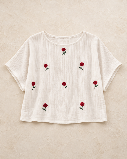 Embroidery Detailed Cropped Top